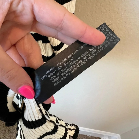 Zara Striped Ribbed ruffle hem mini dress - Picture 4 of 5